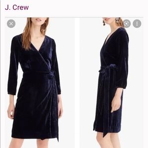 J Crew size 2 navy velvet wrap dress